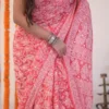 Red Georgette Chikankari Saree