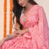 Red Georgette Chikankari Saree