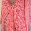 Red Georgette Chikankari Saree