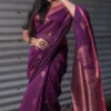 Purple on Copper Zari Handloom Pure Cotton silk Benarasi saree