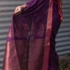 Purple on Copper Zari Handloom Pure Cotton silk Benarasi saree