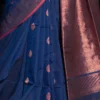 Navy Blue on Copper Zari Handloom Pure Cotton silk Benarasi saree