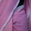 White and Baby Pink Body Designer Lace Border Cotton saree