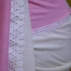 White and Baby Pink Body Designer Lace Border Cotton saree