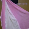 White and Baby Pink Body Designer Lace Border Cotton saree