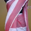Pink and White Body Designer Lace Border Cotton saree