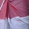 Pink and White Body Designer Lace Border Cotton saree