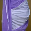 White and purple Body Designer Lace Border Cotton saree