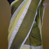 Shape Green and Lemon Yellow Body Designer Lace Border Cotton saree