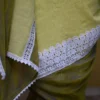 Shape Green and Lemon Yellow Body Designer Lace Border Cotton saree