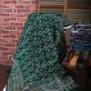 Green body Kantha Stitch on resham Jamdani saree