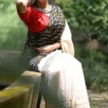 White Hakoba and Black Ikkat style Fusion Pure Cotton saree
