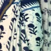 WHITE INDIGO HAND BLOCK PRINTED BAGRU COTTON SAREE
