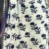 WHITE INDIGO HAND BLOCK PRINTED BAGRU COTTON SAREE