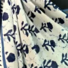WHITE INDIGO HAND BLOCK PRINTED BAGRU COTTON SAREE