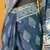 Navy Blue Indigo Hand Block Printed Zari Border Bagru Cotton Saree