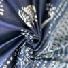 Navy Blue Indigo Hand Block Printed Zari Border Bagru Cotton Saree