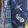 Navy Blue Indigo Hand Block Printed Zari Border Bagru Cotton Saree