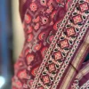 Maroon Hand Block Printed Zari Border Ajrak Cotton Saree