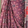 Maroon Hand Block Printed Zari Border Ajrak Cotton Saree