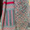 Sky Blue and Red Hand Block Printed Zari Border Ajrak Cotton Saree
