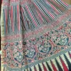 Sky Blue and Red Hand Block Printed Zari Border Ajrak Cotton Saree