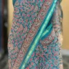 Persian Blue and Red Hand Block Printed Zari Border Ajrak Cotton Saree