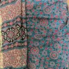 Persian Blue and Red Hand Block Printed Zari Border Ajrak Cotton Saree