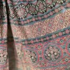 Persian Blue and Red Hand Block Printed Zari Border Ajrak Cotton Saree