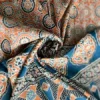 Mustard Yellow Hand Block Printed Zari Border Ajrak Cotton Saree