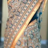 Mustard Yellow Hand Block Printed Zari Border Ajrak Cotton Saree