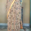 Mustard Yellow Hand Block Printed Zari Border Ajrak Cotton Saree
