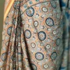 Mustard Yellow Hand Block Printed Zari Border Ajrak Cotton Saree