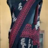 Black Hand Block Printed Bagru Cotton Saree