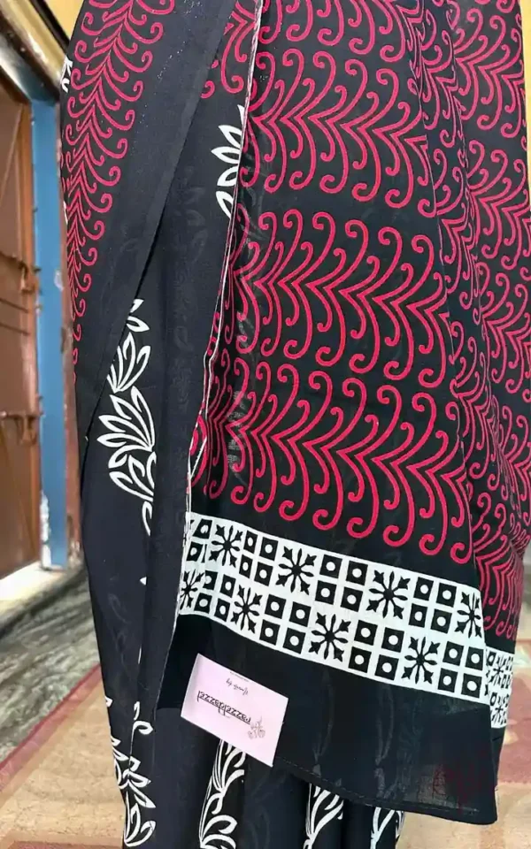 Black Hand Block Printed Bagru Cotton Saree