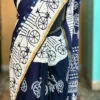 Indigo Hand Block Printed Bagru Cotton Saree