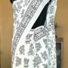 WHITE HAND BLOCK PRINTED BAGRU COTTON SAREE