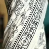 WHITE HAND BLOCK PRINTED BAGRU COTTON SAREE