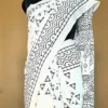 WHITE HAND BLOCK PRINTED BAGRU COTTON SAREE