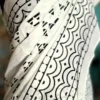 WHITE HAND BLOCK PRINTED BAGRU COTTON SAREE