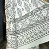 WHITE HAND BLOCK PRINTED BAGRU COTTON SAREE
