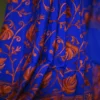 Blue indian crepe Red kashida embroidery border saree