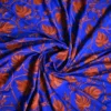 Blue indian crepe Red kashida embroidery border saree
