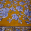 Yellow with Grey Kashmiri Aari Tilla embroidery work on India Crepe Silk saree