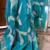 Sea Green Pure Resham Silk Dhakai Jamdani with Golden Zari Border Saree