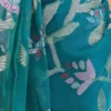 Sea Green Pure Resham Silk Dhakai Jamdani with Golden Zari Border Saree