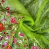Green on Multicolor Resham Embroidery Cotton Silk Saree
