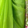 Green on Multicolor Resham Embroidery Cotton Silk Saree