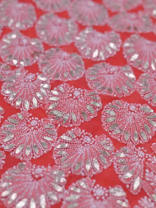 Red Georgette Chikankari Saree