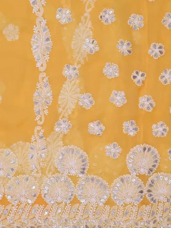 Solar Yellow Georgette Chikankari Saree